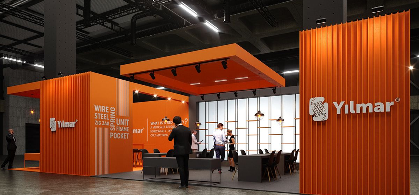 Exhibition booth dengan struktur arsitektural